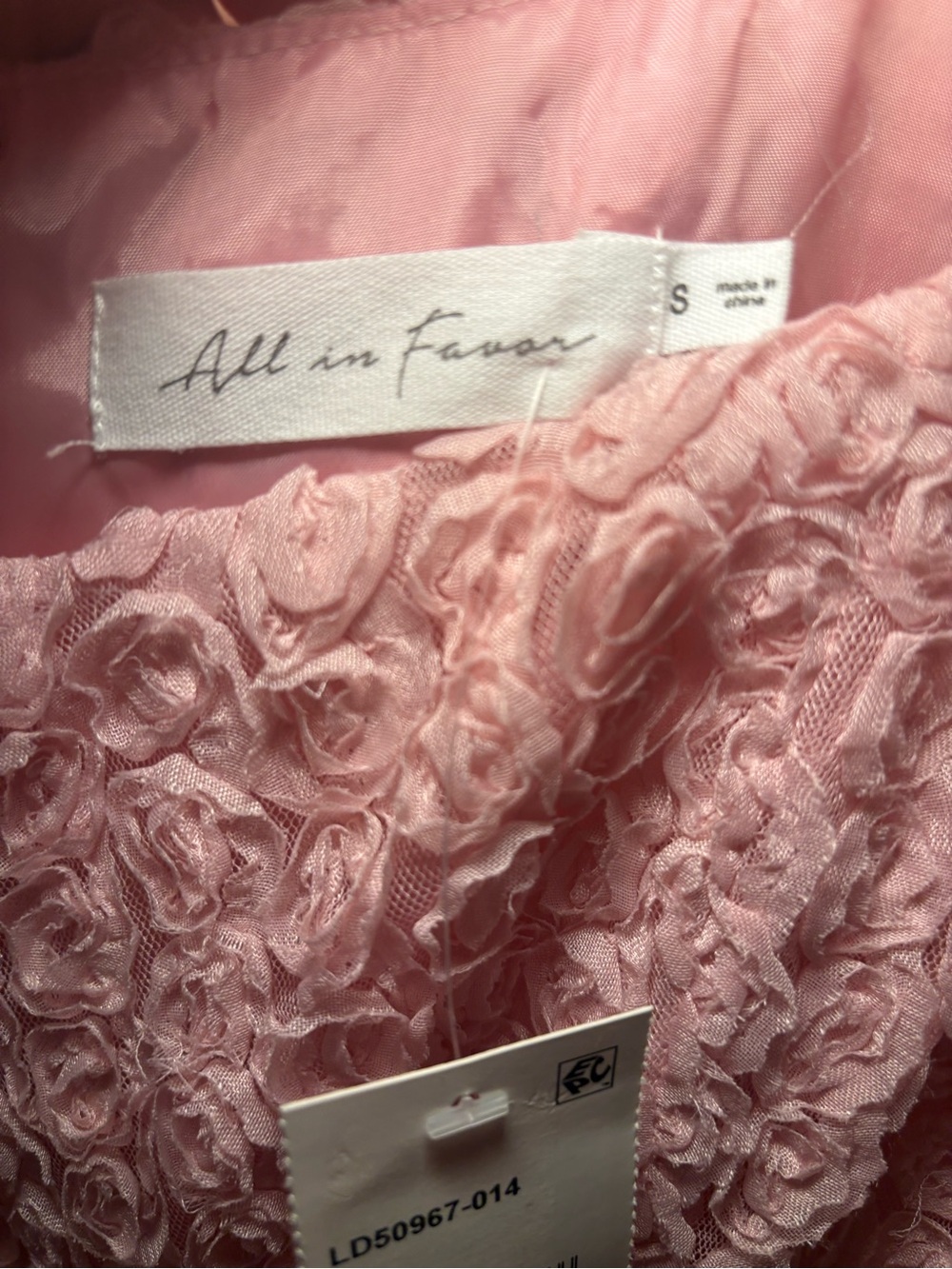 Pink Rosette Textured Fit & Flare Dress Sleeveless Feminine Party Mini - Picture 3 of 8